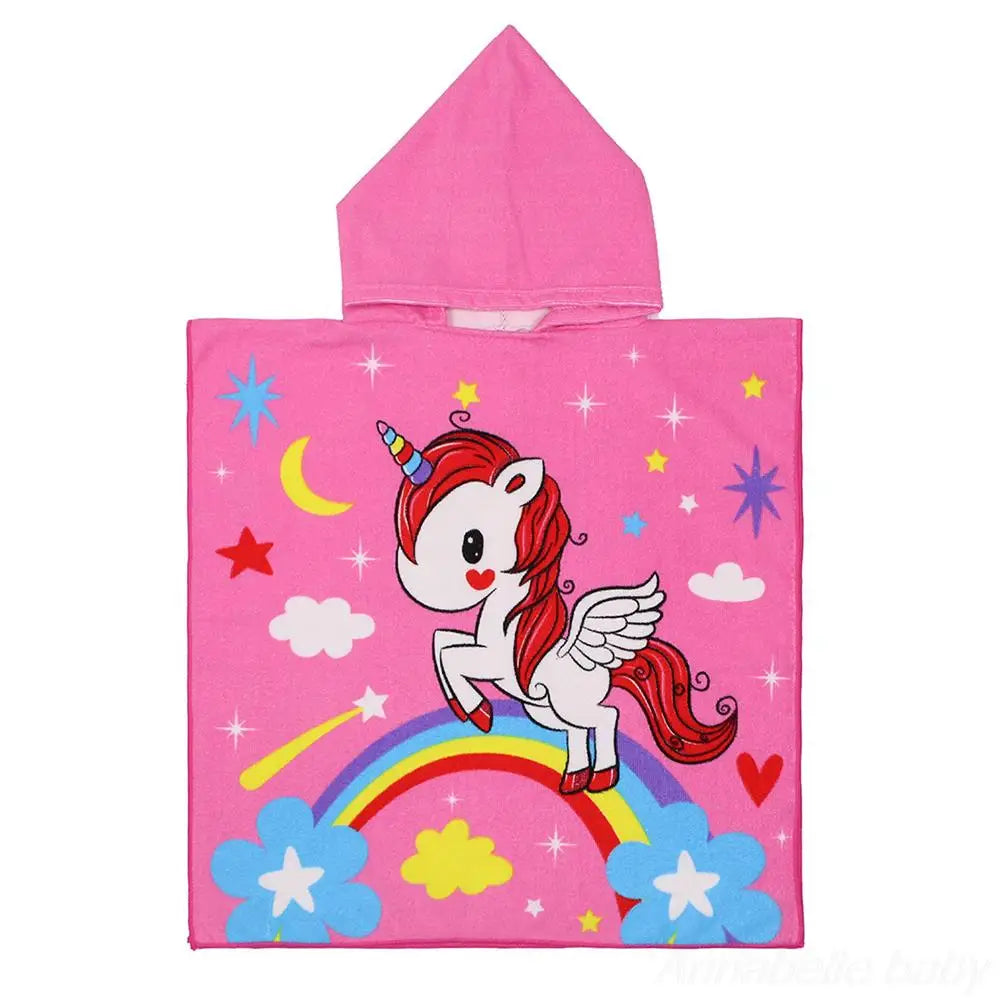 Children Hooded Cloak Beach Towel Kids Swimwear Bath Towel Robes for Boy Girl Toddler Baby Cloak Cape Microfiber Cotton Bathrobe
