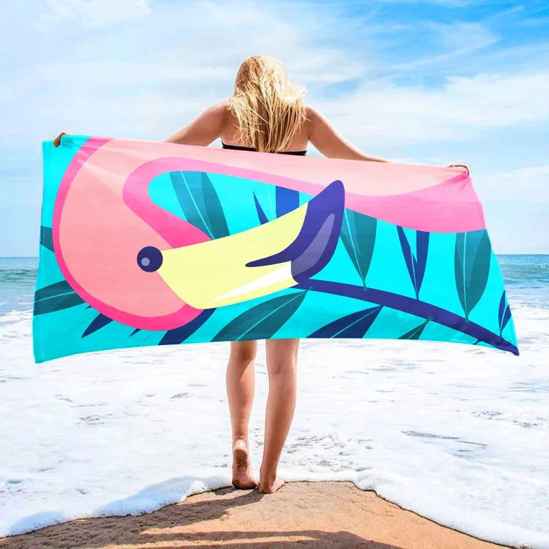 Absorbent and Quick-Drying Beach Towel Microfiber Yoga Sports Towel Swimming Beach Towel Printed Seaside Bath Bath Towel70*140Cm