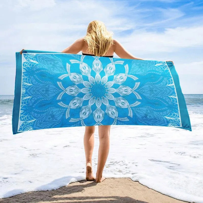 Absorbent and Quick-Drying Beach Towel Microfiber Yoga Sports Towel Swimming Beach Towel Printed Seaside Bath Bath Towel70*140Cm
