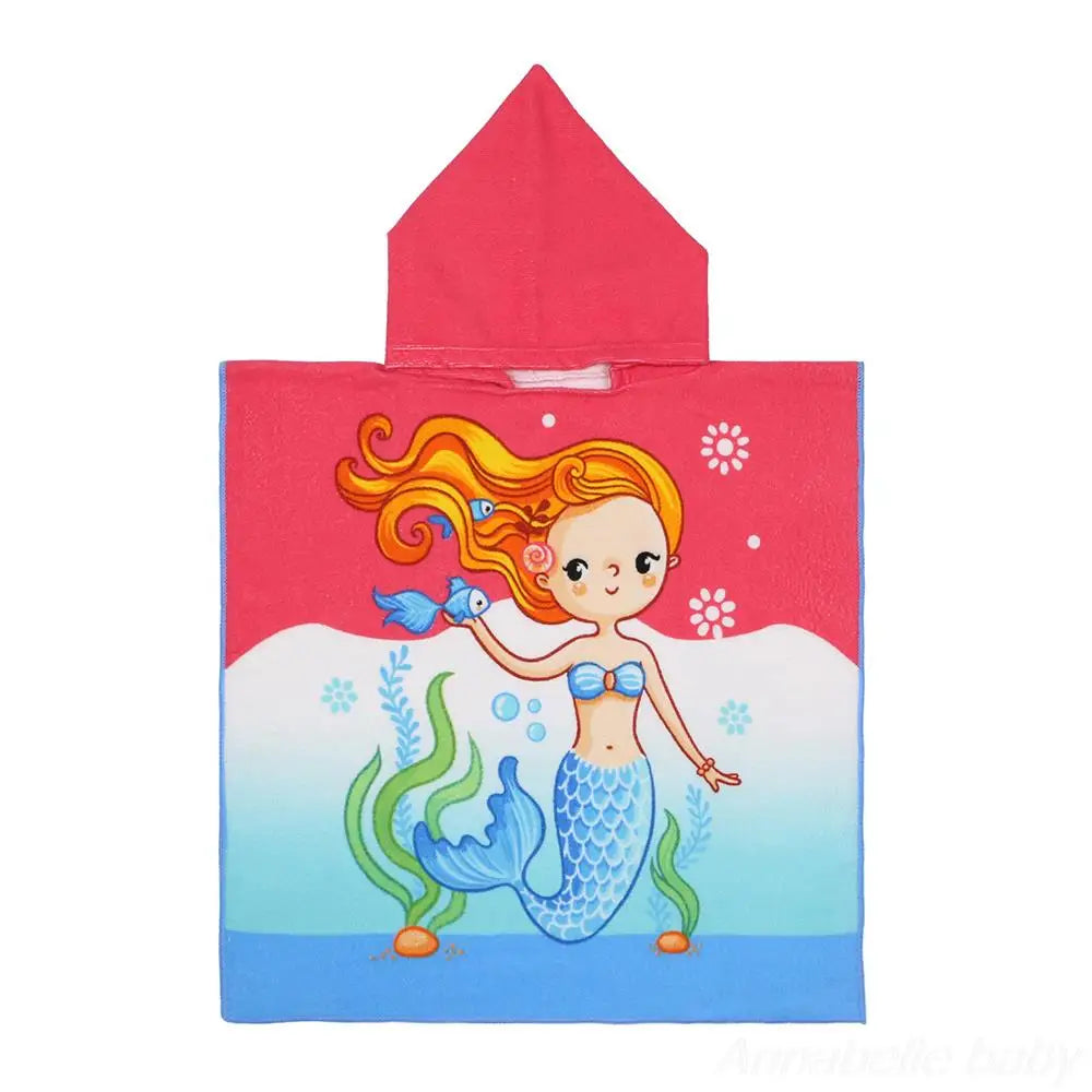 Children Hooded Cloak Beach Towel Kids Swimwear Bath Towel Robes for Boy Girl Toddler Baby Cloak Cape Microfiber Cotton Bathrobe