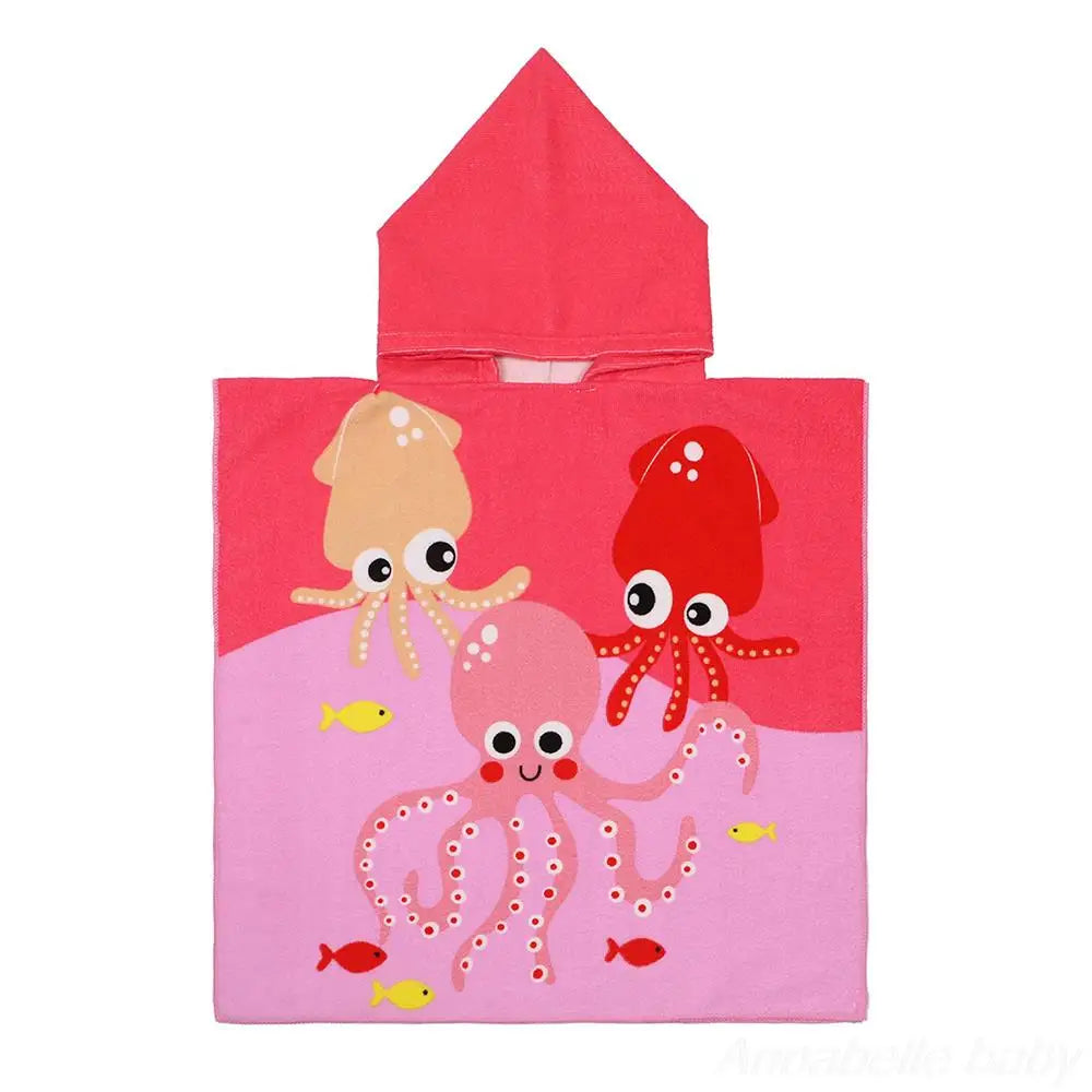 Children Hooded Cloak Beach Towel Kids Swimwear Bath Towel Robes for Boy Girl Toddler Baby Cloak Cape Microfiber Cotton Bathrobe