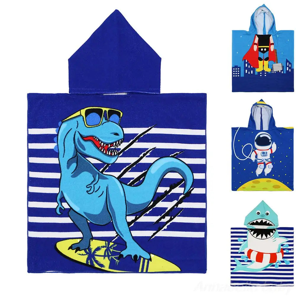 Children Hooded Cloak Beach Towel Kids Swimwear Bath Towel Robes for Boy Girl Toddler Baby Cloak Cape Microfiber Cotton Bathrobe
