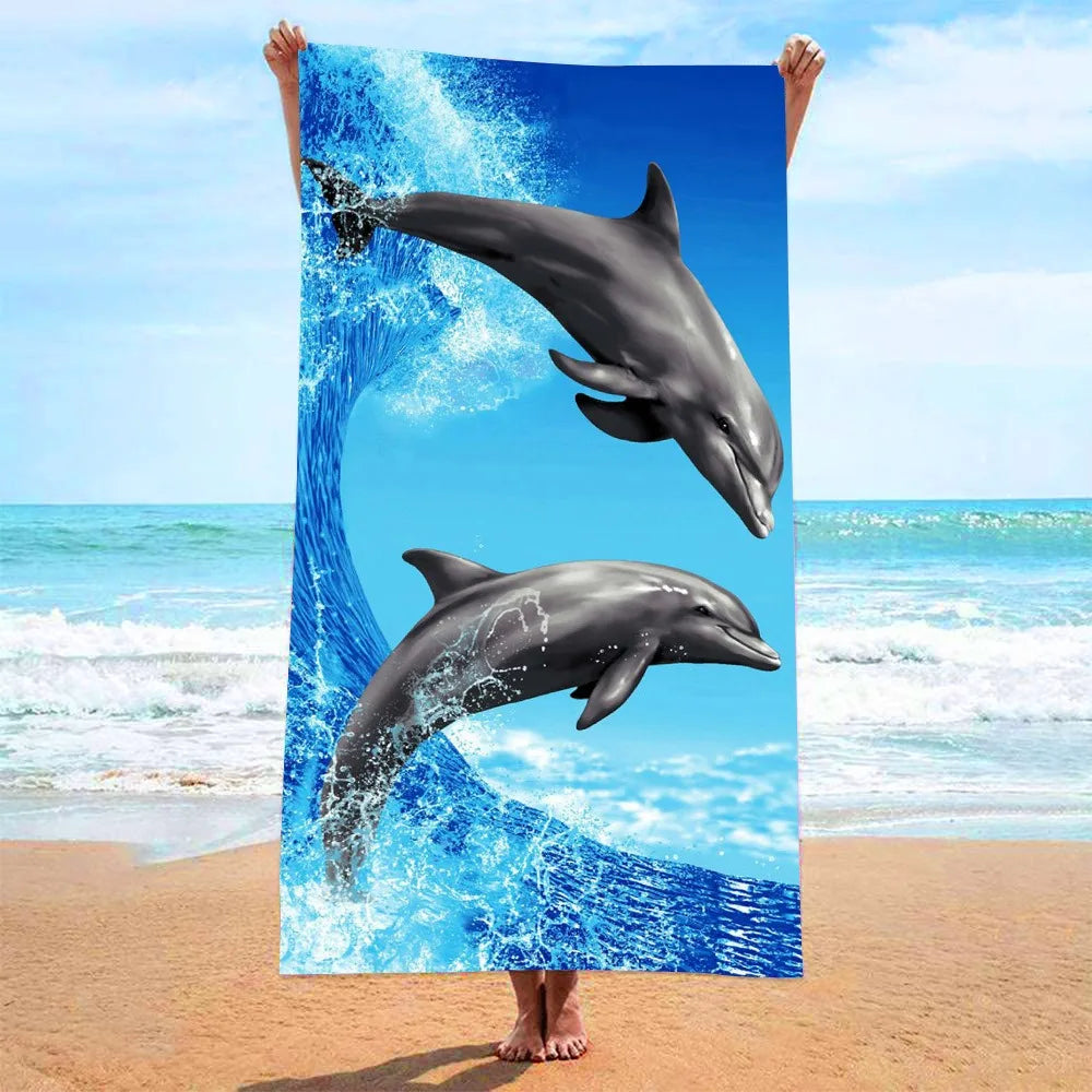 Absorbent and Quick-Drying Beach Towel Microfiber Yoga Sports Towel Swimming Beach Towel Printed Seaside Bath Bath Towel70*140Cm