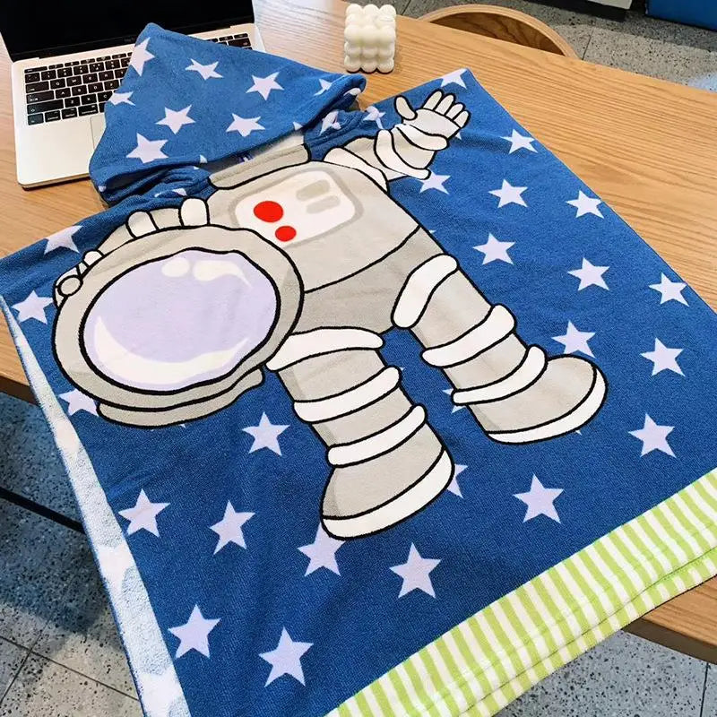 Children Hooded Cloak Beach Towel Kids Swimwear Bath Towel Robes for Boy Girl Toddler Baby Cloak Cape Microfiber Cotton Bathrobe