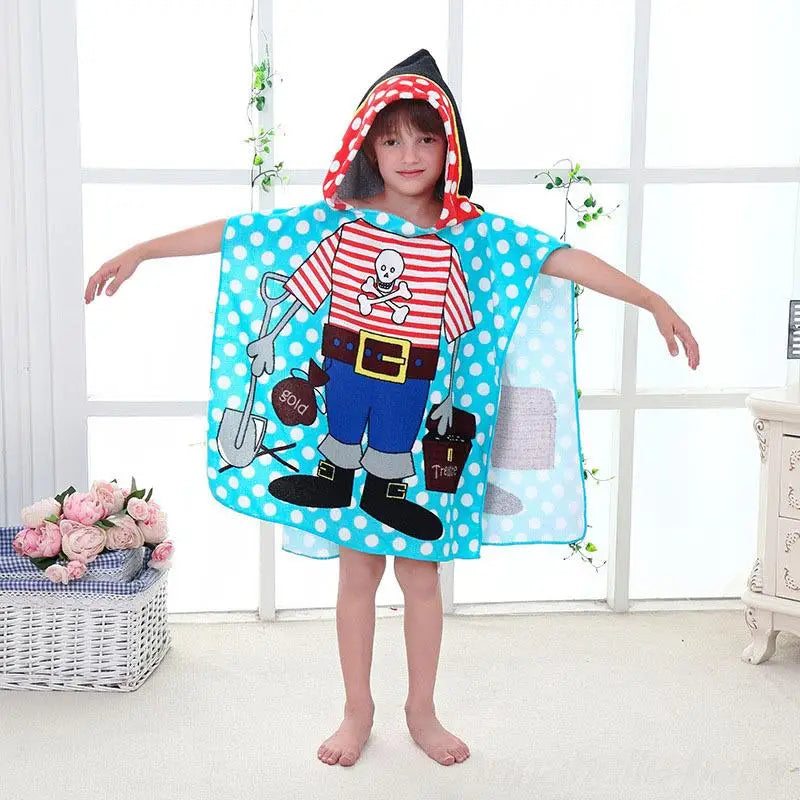 Children Hooded Cloak Beach Towel Kids Swimwear Bath Towel Robes for Boy Girl Toddler Baby Cloak Cape Microfiber Cotton Bathrobe