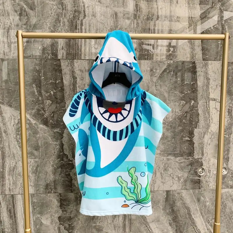 Children Hooded Cloak Beach Towel Kids Swimwear Bath Towel Robes for Boy Girl Toddler Baby Cloak Cape Microfiber Cotton Bathrobe
