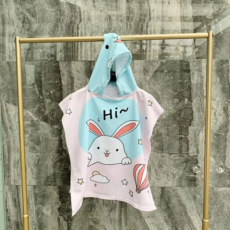 Children Hooded Cloak Beach Towel Kids Swimwear Bath Towel Robes for Boy Girl Toddler Baby Cloak Cape Microfiber Cotton Bathrobe
