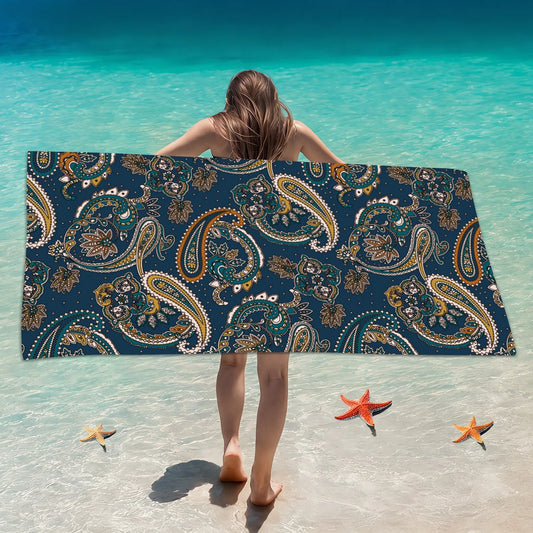 Absorbent and Quick-Drying Beach Towel Microfiber Yoga Sports Towel Swimming Beach Towel Printed Seaside Bath Bath Towel70*140Cm