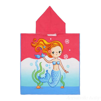 Children Hooded Cloak Beach Towel Kids Swimwear Bath Towel Robes for Boy Girl Toddler Baby Cloak Cape Microfiber Cotton Bathrobe