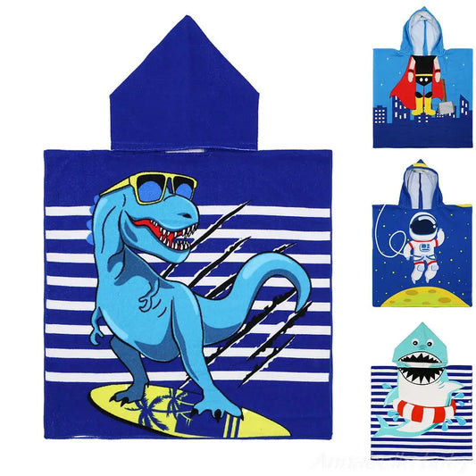 Children Hooded Cloak Beach Towel Kids Swimwear Bath Towel Robes for Boy Girl Toddler Baby Cloak Cape Microfiber Cotton Bathrobe