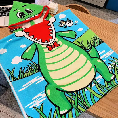 Children Hooded Cloak Beach Towel Kids Swimwear Bath Towel Robes for Boy Girl Toddler Baby Cloak Cape Microfiber Cotton Bathrobe
