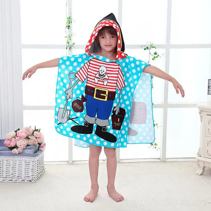 Children Hooded Cloak Beach Towel Kids Swimwear Bath Towel Robes for Boy Girl Toddler Baby Cloak Cape Microfiber Cotton Bathrobe